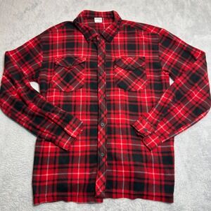 Mission Ridge Shirt Men's Large Red Black Plaid Button Up Long Sleeve Flannel